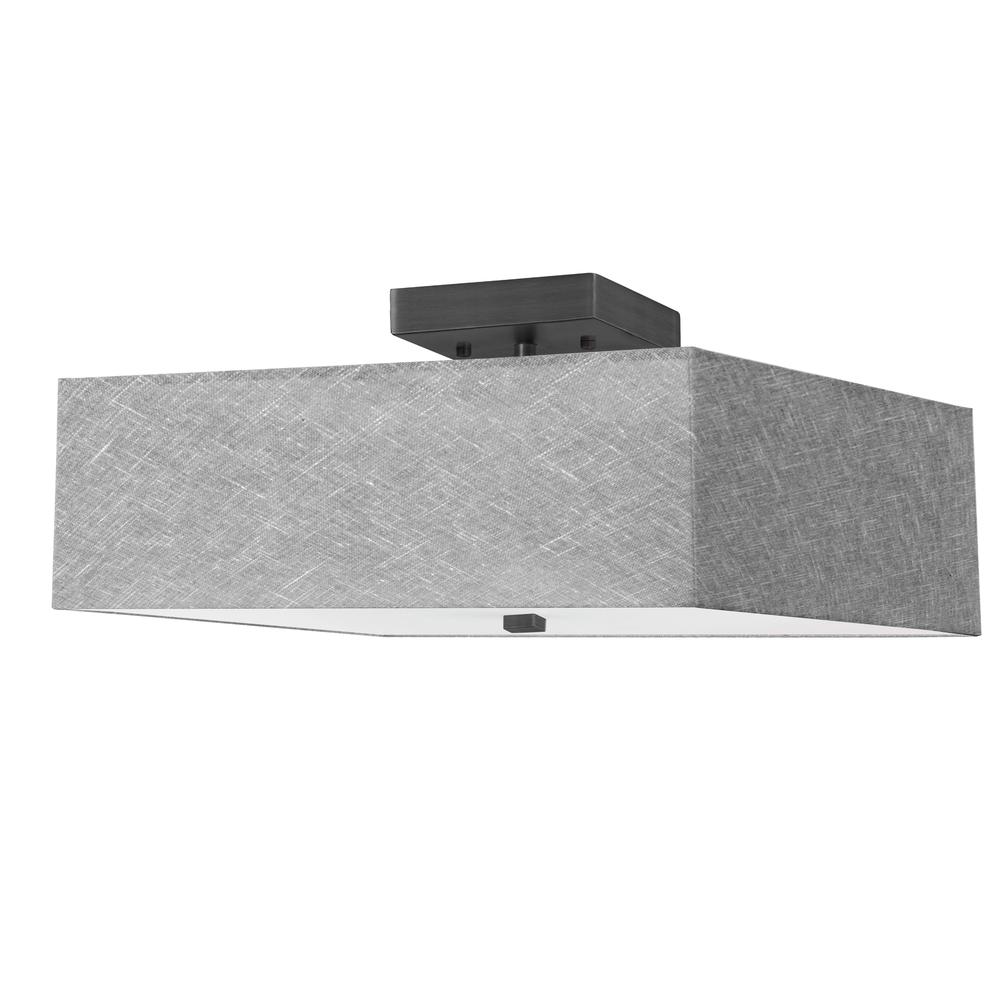 3 Light Incandescent Semi-Flush, Matte Black with Grey Shade     (SRN-143SF-MB-GRY)