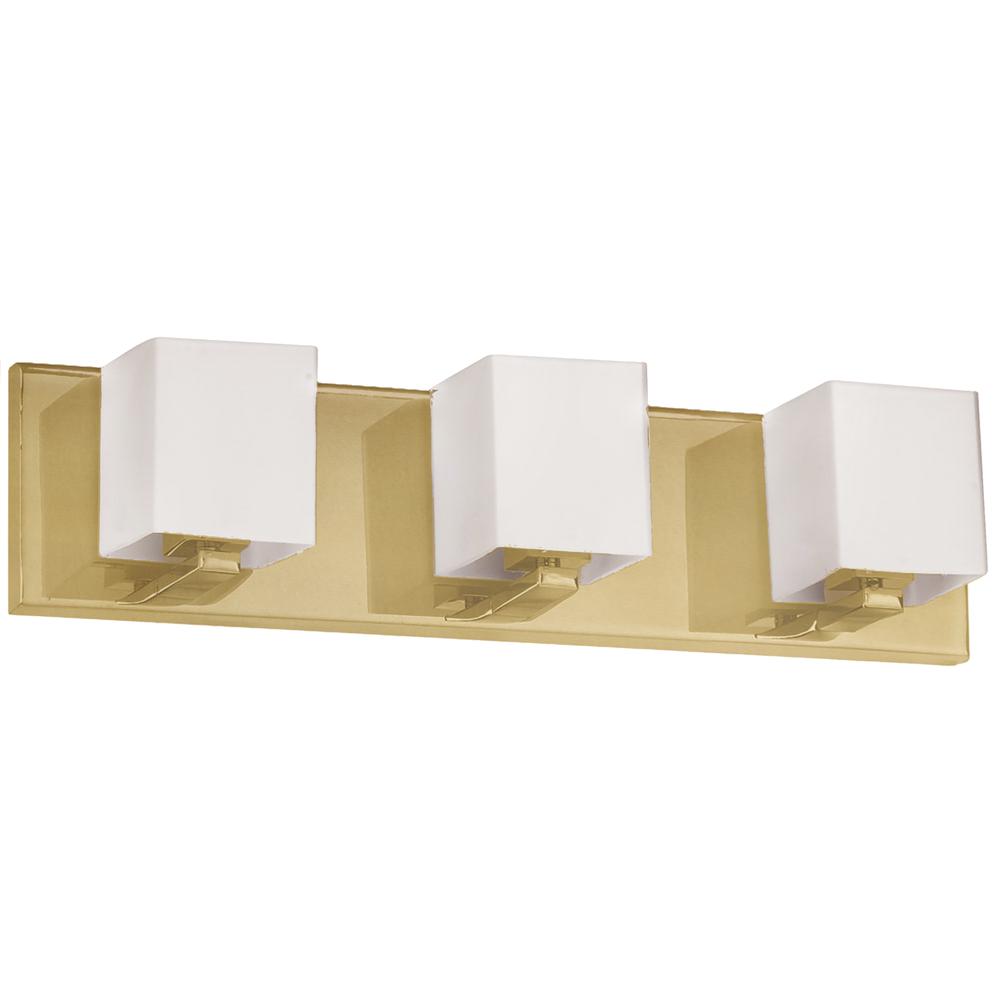 3 Light Halogen Vanity, Aged Brass with White Glass     (V1230-3W-AGB)