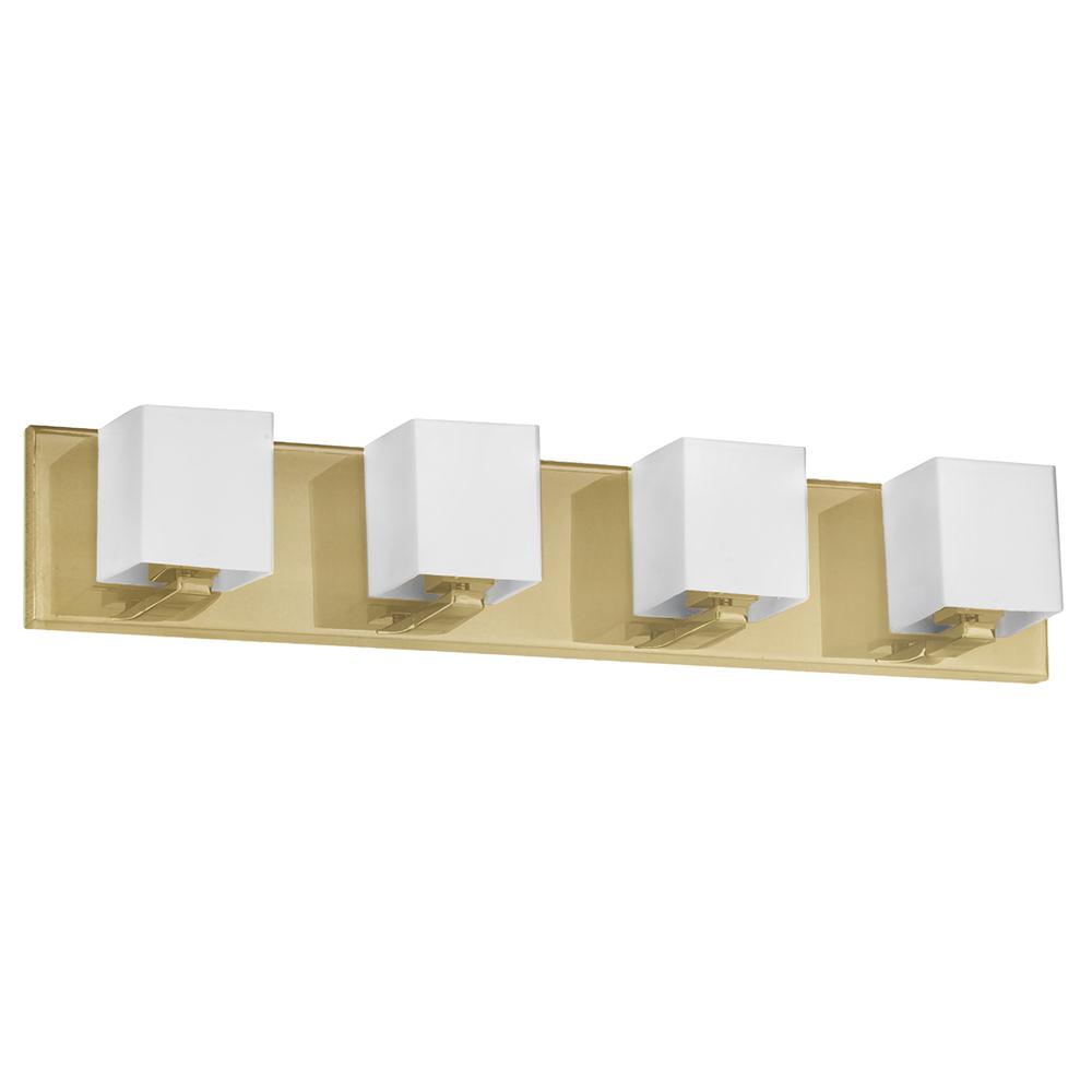 4 Light Halogen Vanity, Aged Brass with White Glass     (V1230-4W-AGB)