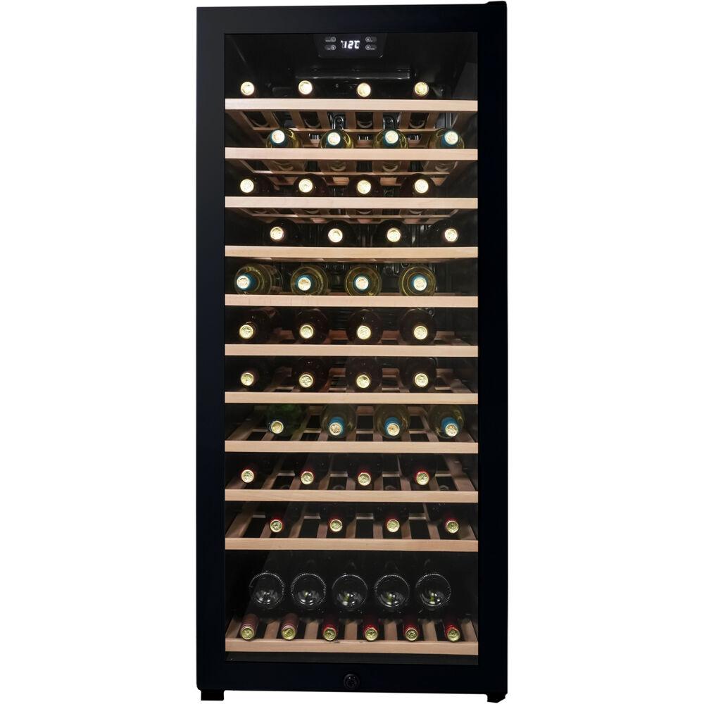 94 Bottle Wine Cooler,Side Mount Pocket Handle,Natural Beechwood Shelves