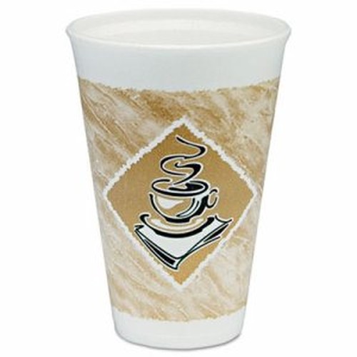 Dart Cafe G Design Foam Cups - 25 / Bag - 16 fl oz - 40 / Carton - White - Foam - Cold Drink, Hot Drink