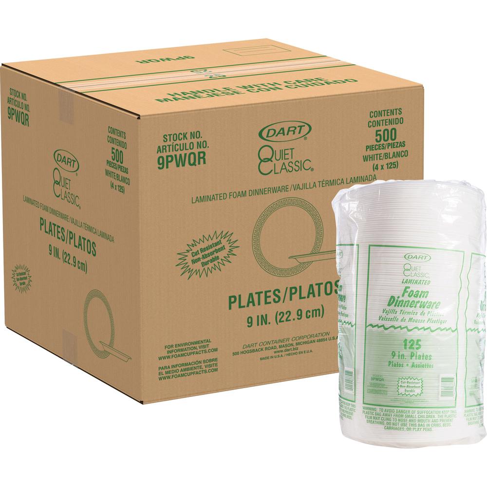 Dart Classic Laminated Foam Dinnerware Plates - 125 / Pack - Plastic Body - 500 / Carton