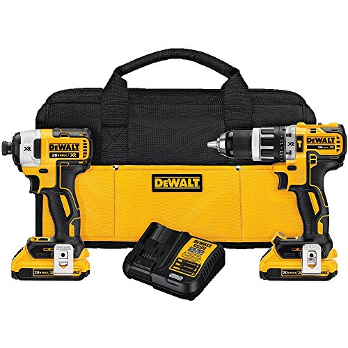 DEWALT 20V MAX XR BRUSHLESS IMPACT DRIVER AND HAMMER DRILL COMBO KIT  COMPACT 2.0AH