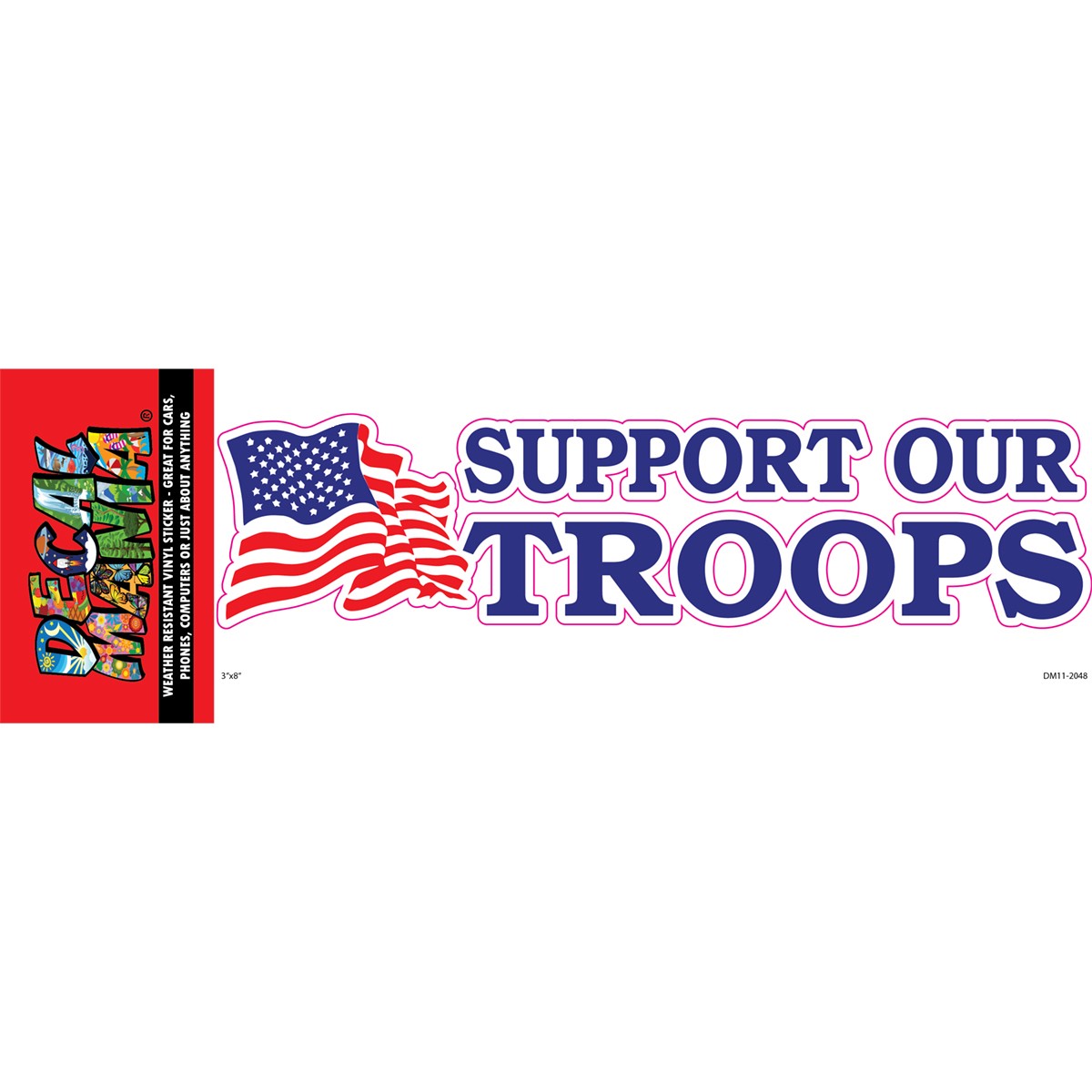 Decal support our troops 1k 8in