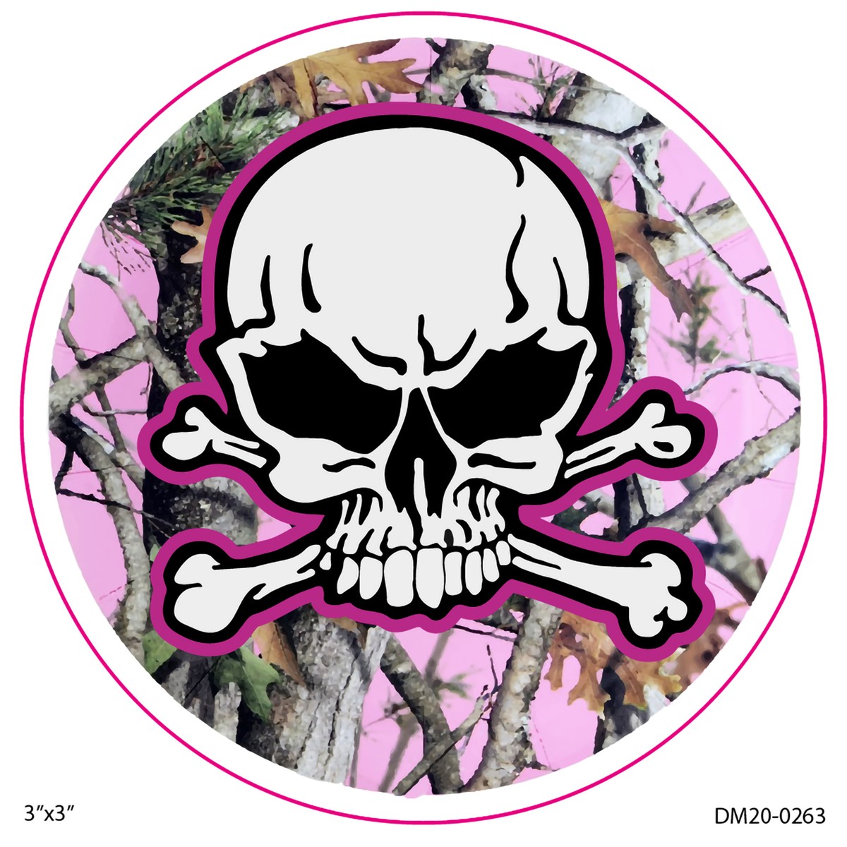 Decal Pink Camo Skull 2pk 3in