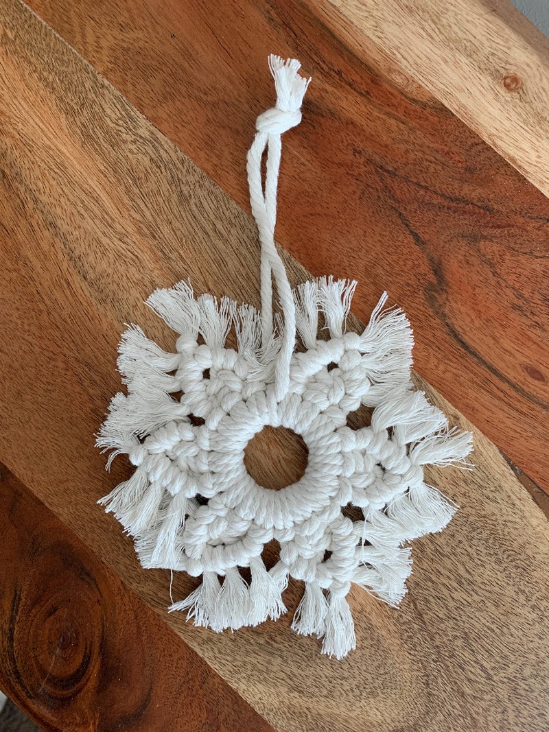 Christmas Ornament- Handwoven Macrame Snowflake