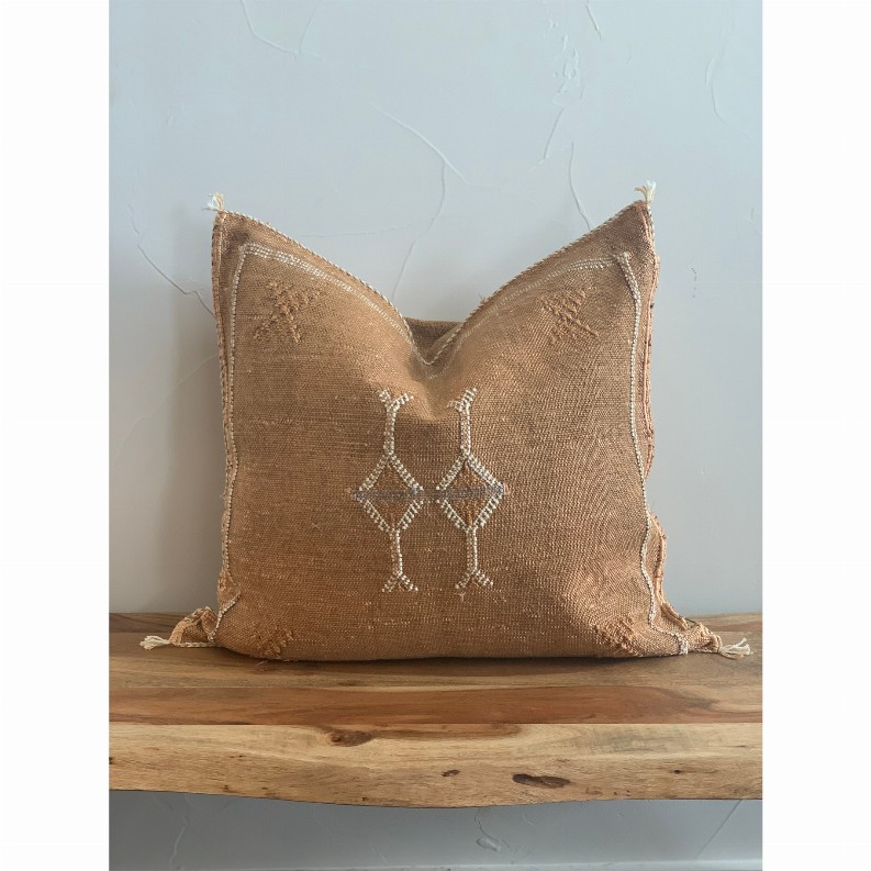 Handmade Cactus Silk Throw Pillow Covers - 18x18/20x20 Brown
