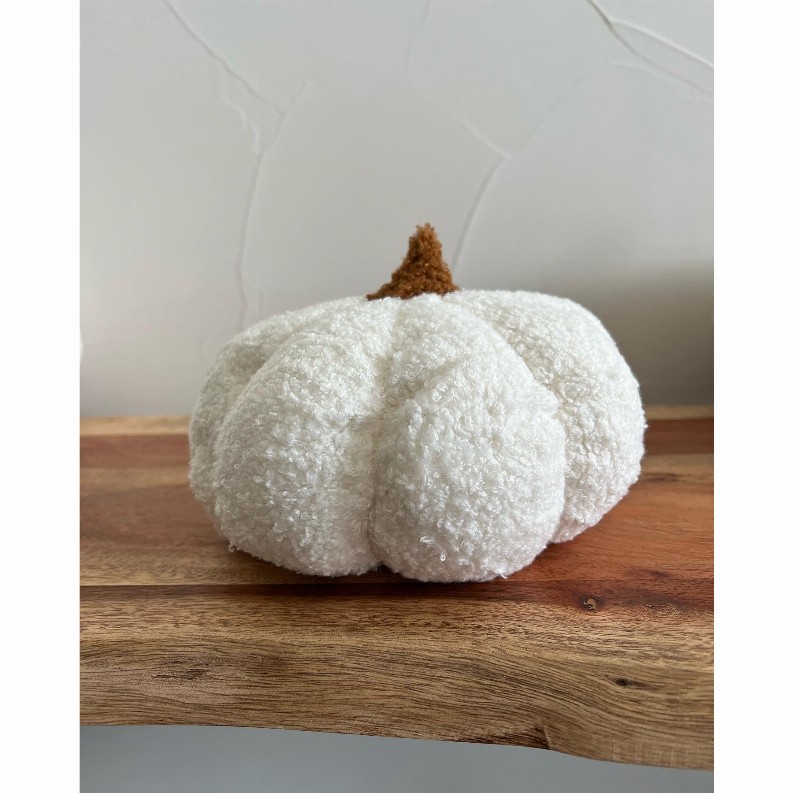 Pumpkin Fall Boucle Pillows, Full Pillow - Small White
