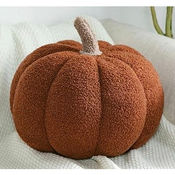 Pumpkin Fall Boucle Pillows, Full Pillow - Large Brown