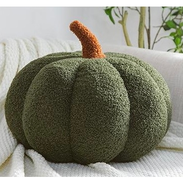 Pumpkin Fall Boucle Pillows, Full Pillow - Small Green