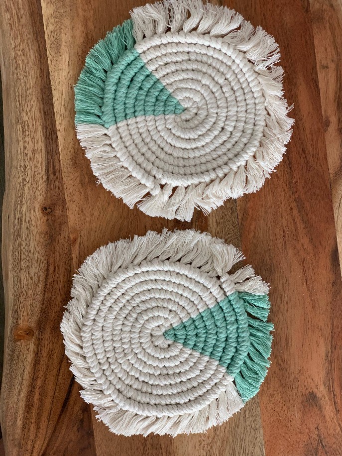 Woven Cotton Coasters - 7" Green
