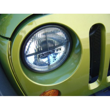 Jeep JK Quad-Bar HID Headlight Set with Armor Cross Bars, HALOs, and Amber LED City Lights