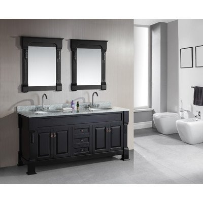 Marcos 72" Double Sink Vanity Set with Carrara White Marble Countertop in Espresso