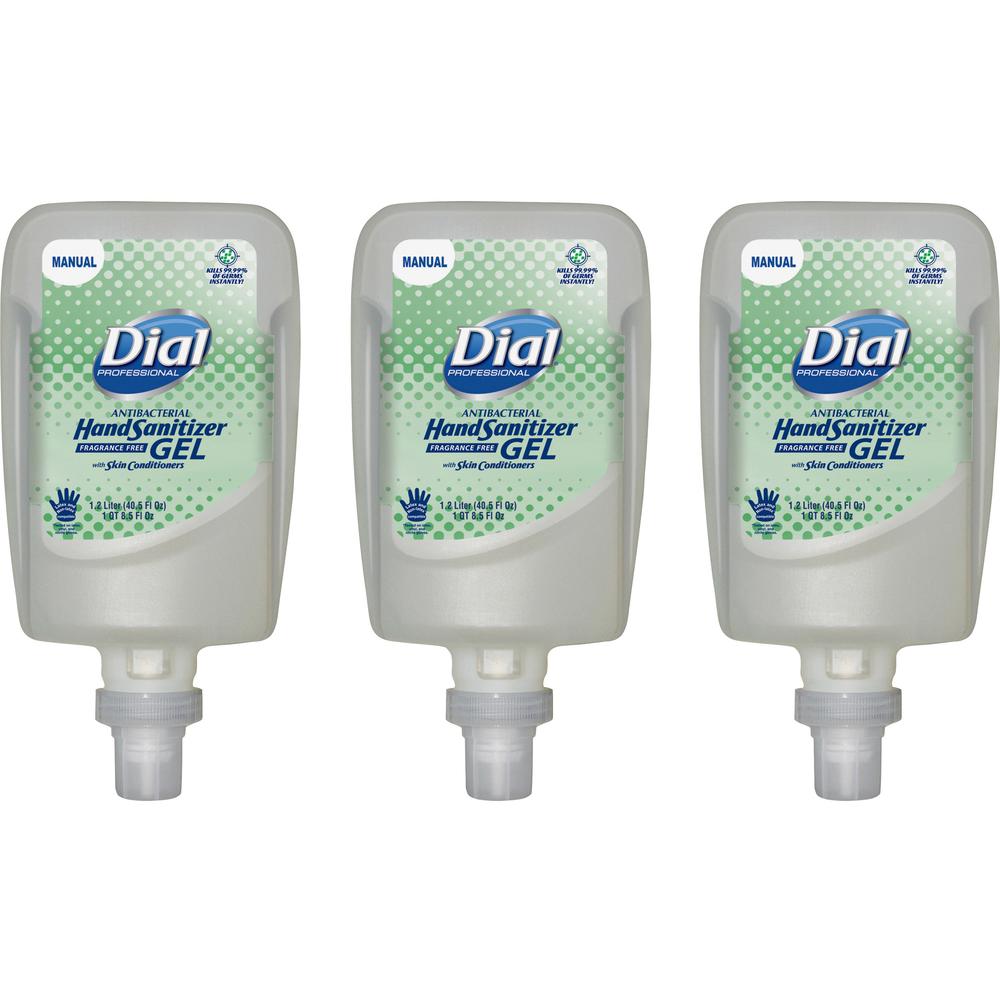 Dial Hand Sanitizer Gel Refill - Fragrance-free Scent - 40.6 fl oz (1200 mL) - Pump Dispenser - Bacteria Remover - Healthcare, S