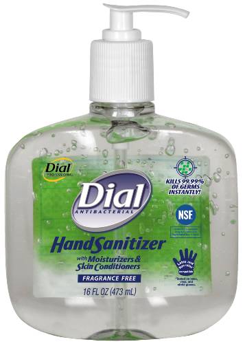 Dial Professional Hand Sanitizer - 16 fl oz (473.2 mL) - Pump Bottle Dispenser - Kill Germs, Bacteria Remover - Hand - Clear - F