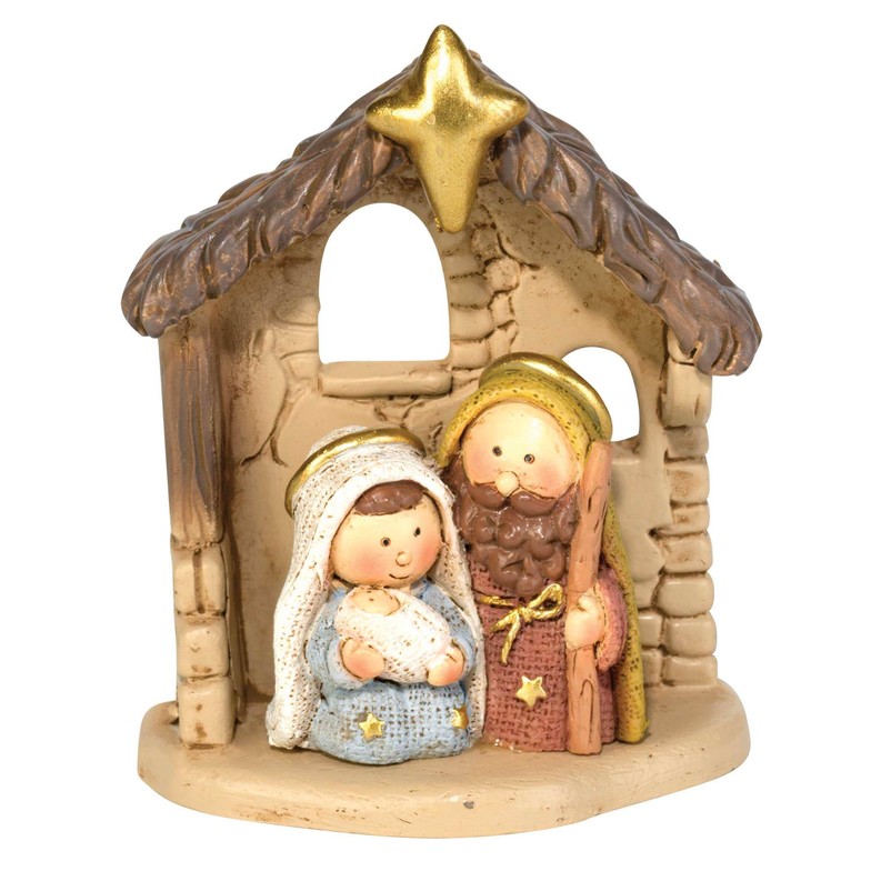 1 Piece Holy Family In Creche  3"h 
