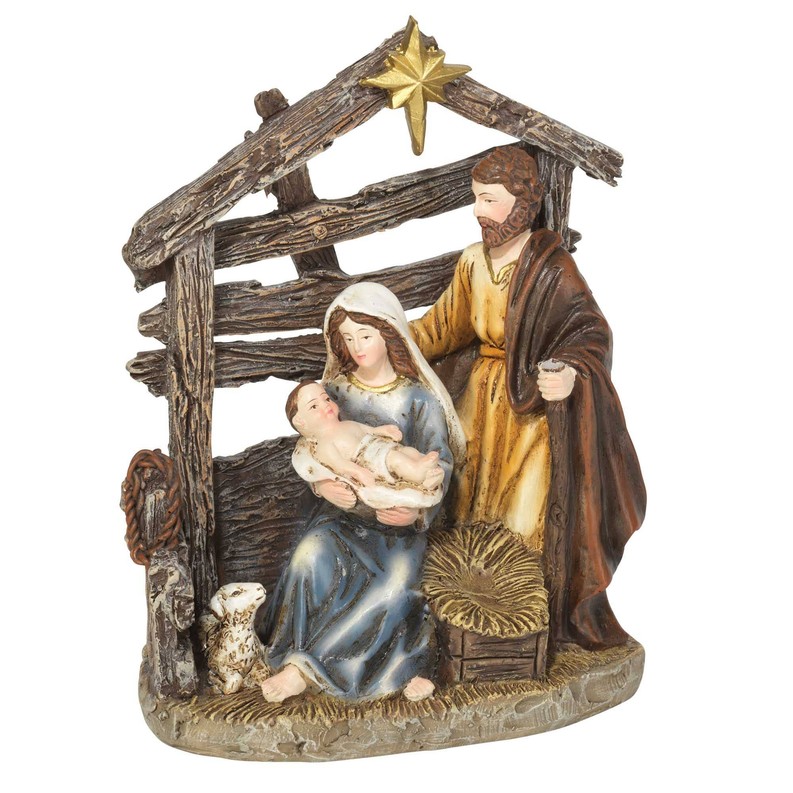 1 Piece Holy Family In Creche  6.25"h 