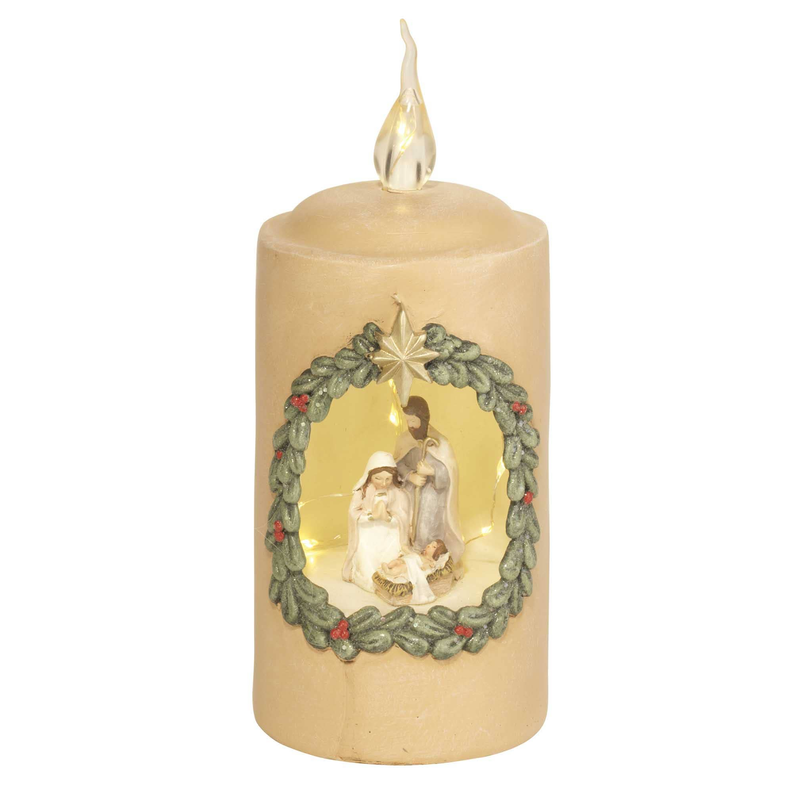 1 Piece Led Holy Family In Candle 