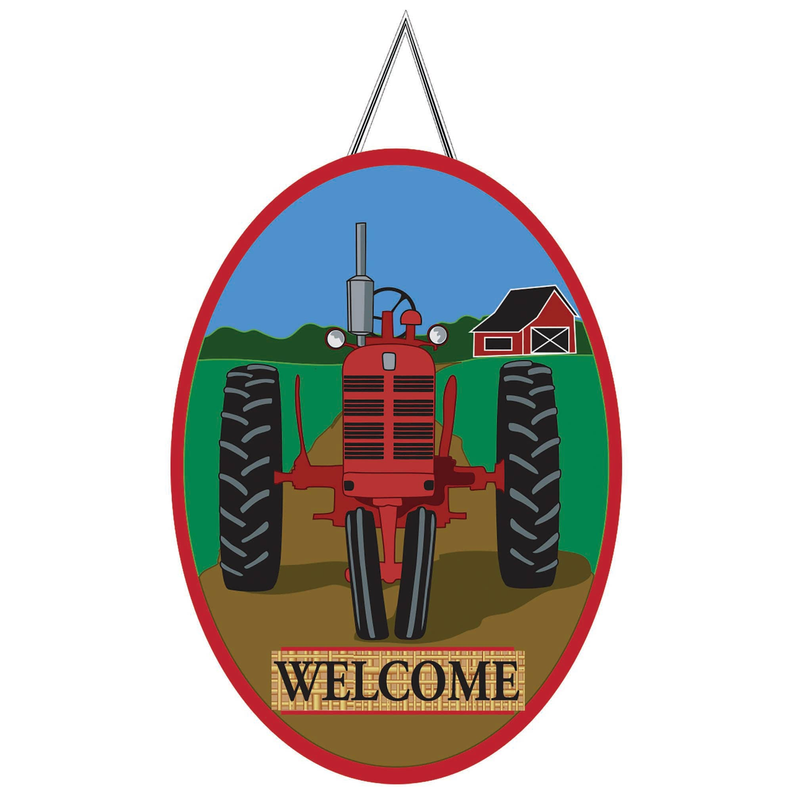 Door Banner, Burlap Tractor Welcome