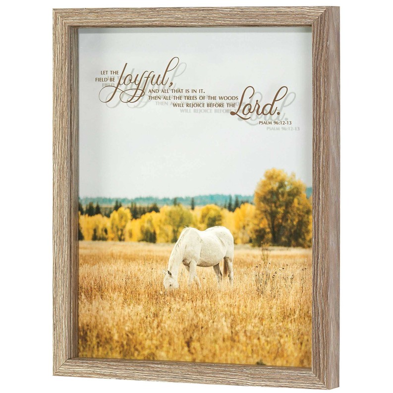 Framed Wall Art Field Joyful Ps. 96:12-13 