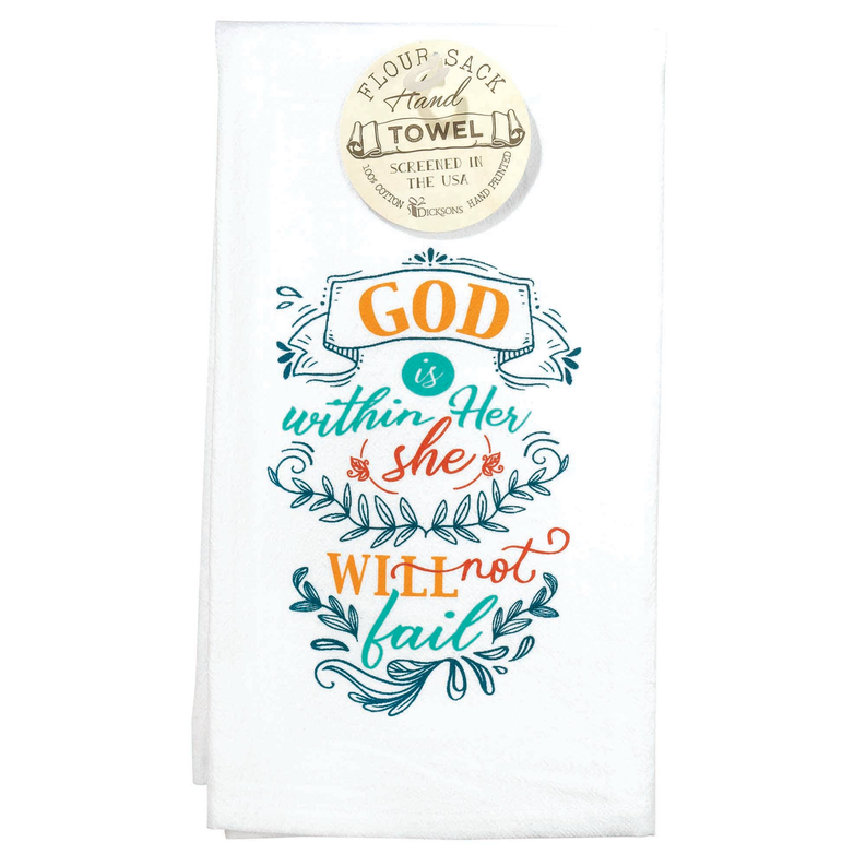 God Is Within Her Flour Sack Cotton Towel