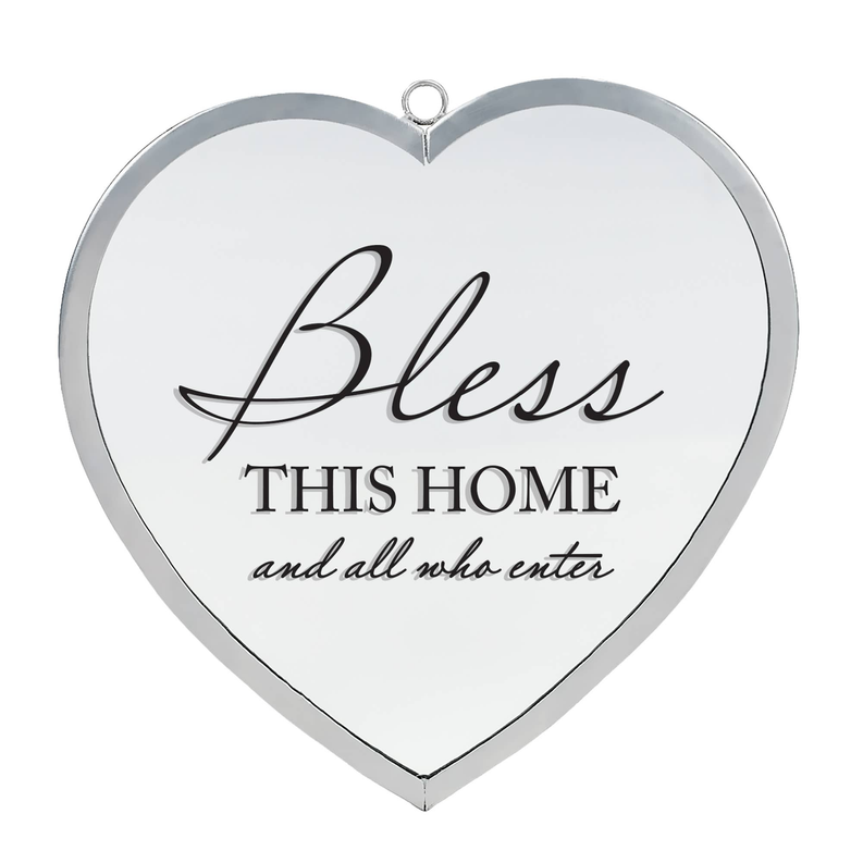 Heart Mirror Bless This Home Sm Silver