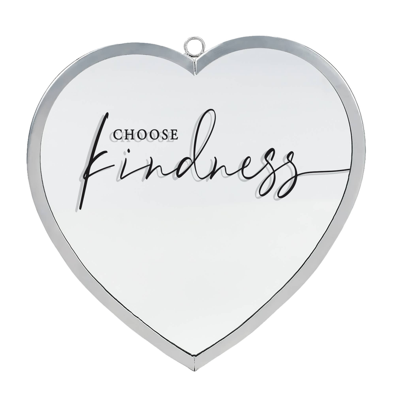 Heart Mirror Choose Kindness Med Silver