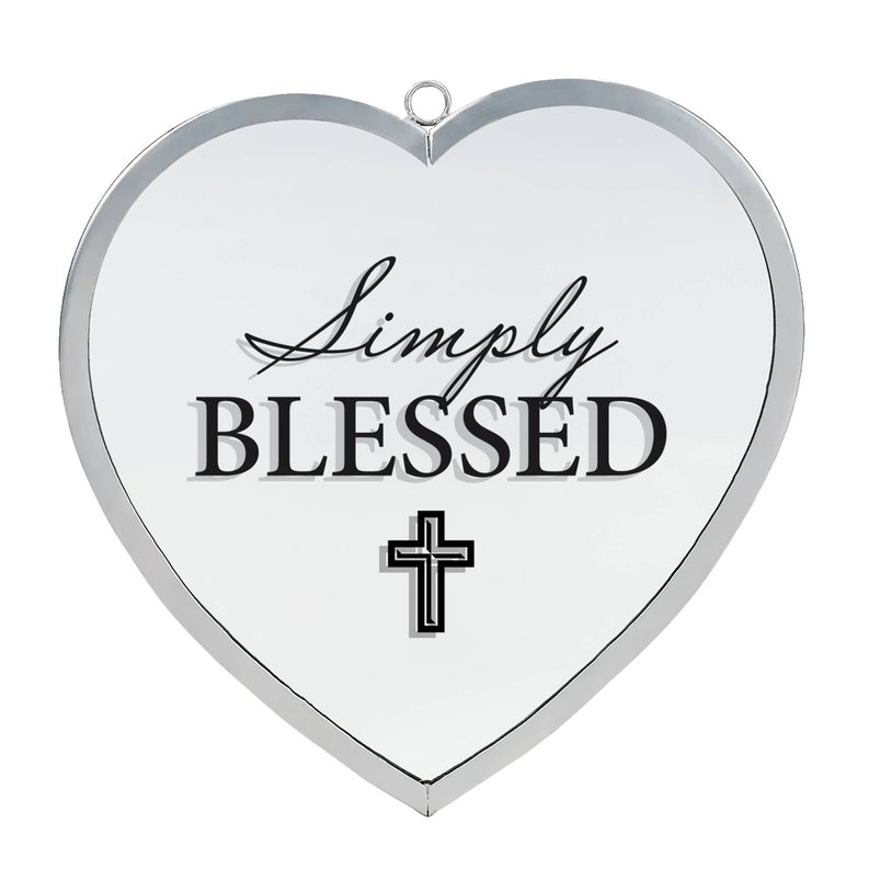 Heart Mirror Simply Blessed Med Silver