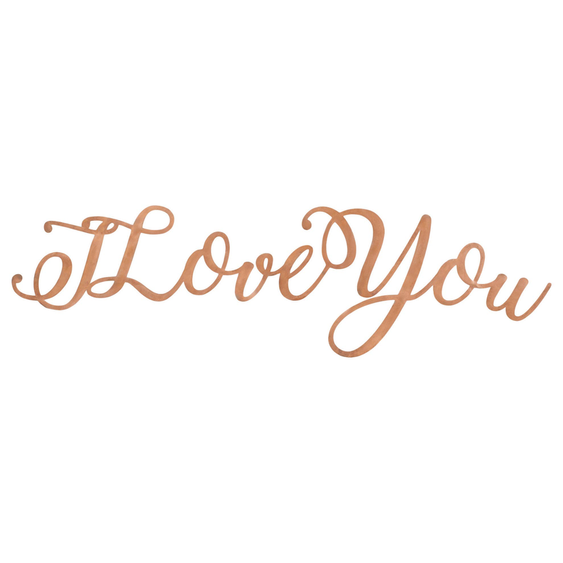 I Love You Copper Metal Word Wall Plaque