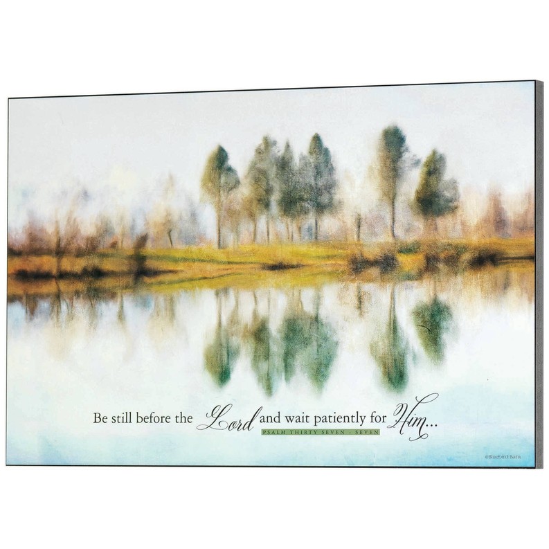 Lake Reflections Psalm 37:7 Wall Plaque