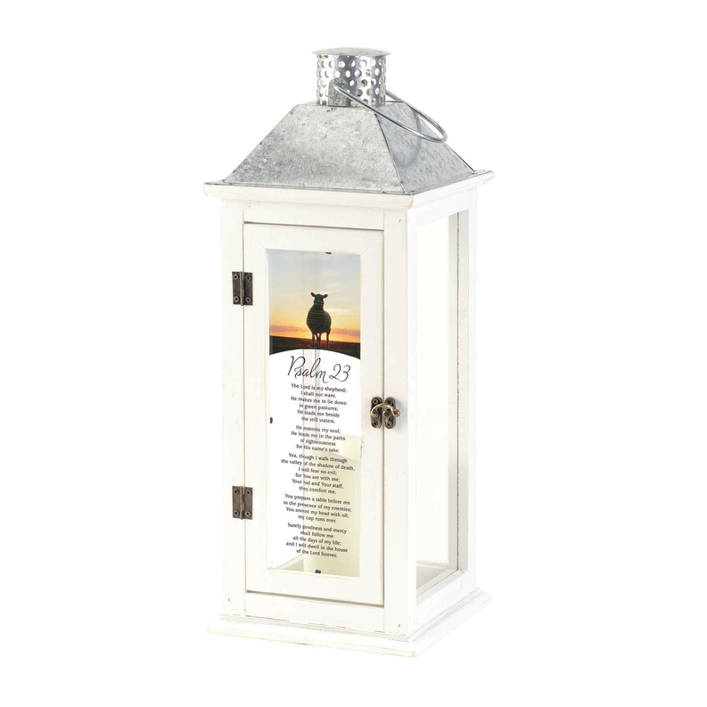 Lantern Psalm 23 17"H Candle Uses Aaa
