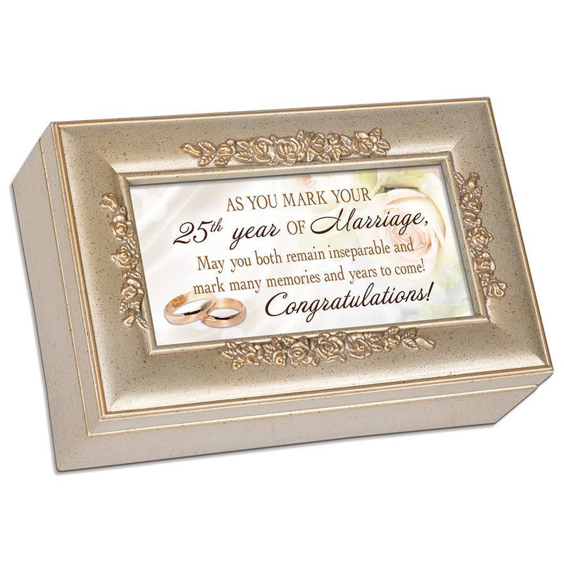 25Th Year Of Marriage Petite Rose Music Box