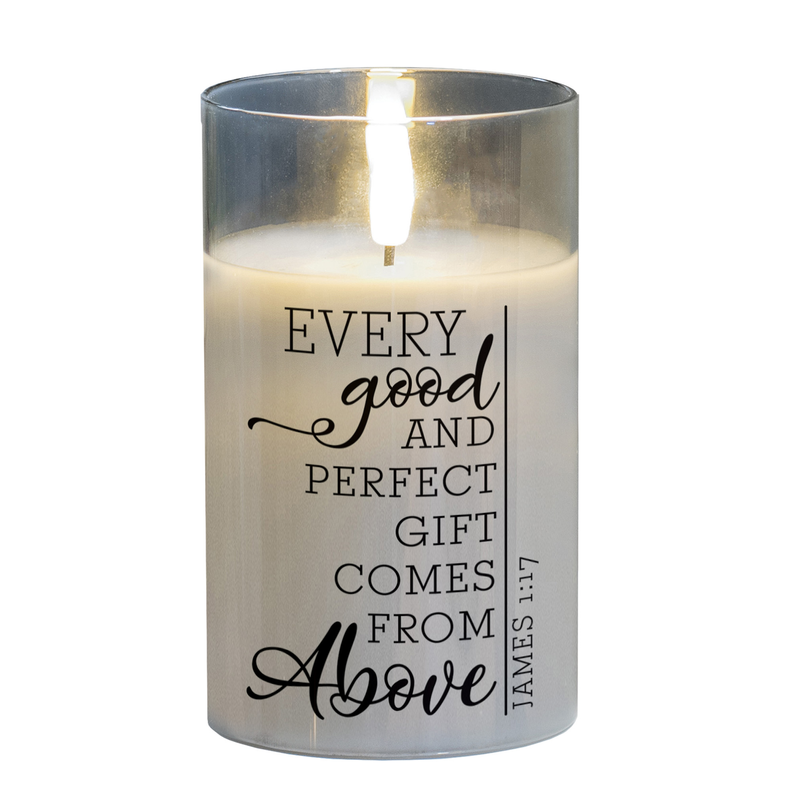 LED Candle Every Good & Perfect 5in Grey