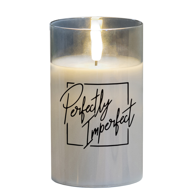 LED Candle Perfectly Imperfect 5in Grey