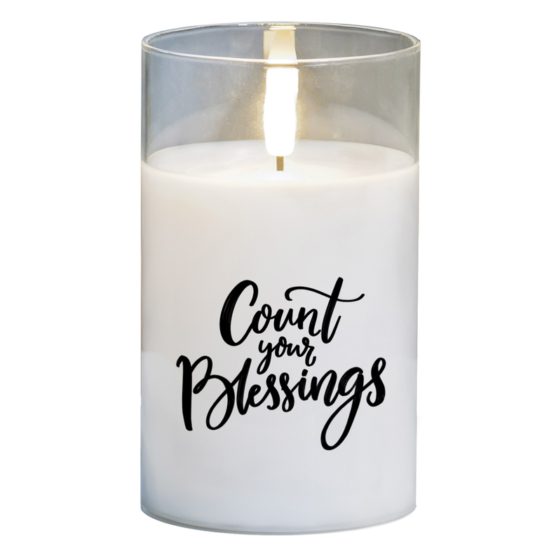 LED Candle Count Blessings 4in White