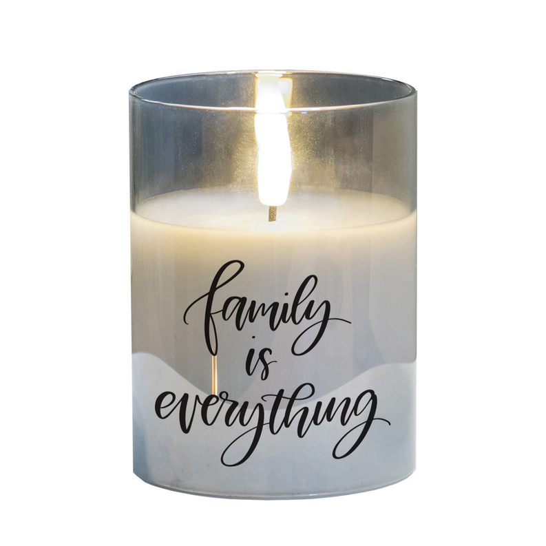 LED Candle Family Is Everything 4in Grey