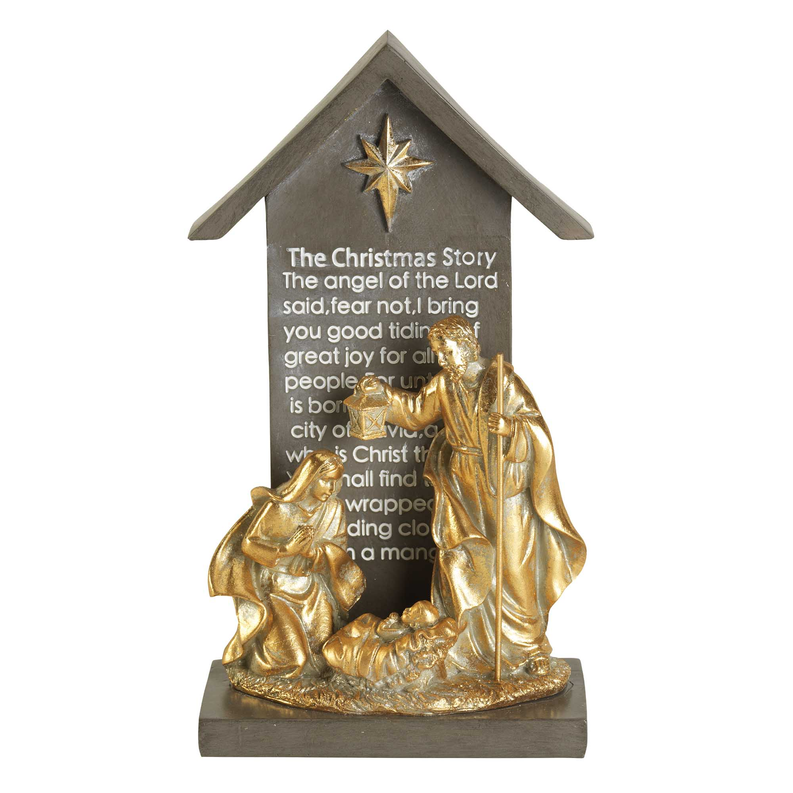 1-Piece Holy Family In Creche 9.75in