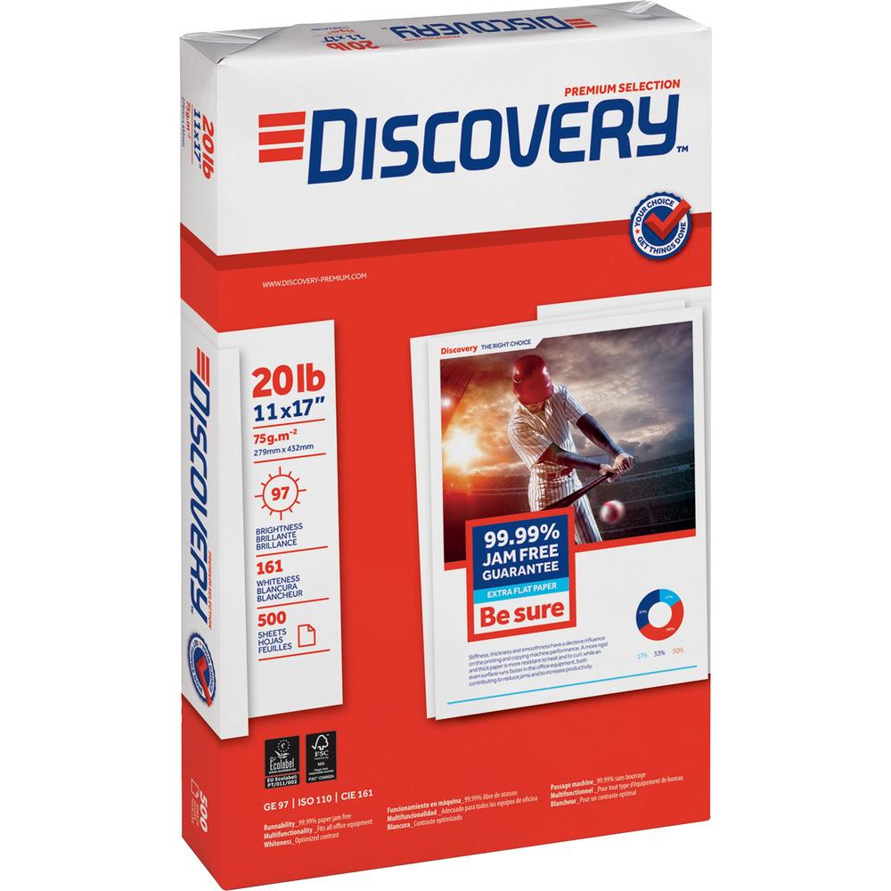Discovery Premium Multipurpose Paper - Anti-Jam - White - 97 Brightness - Ledger/Tabloid - 11" x 17" - 20 lb Basis Weight - 2500