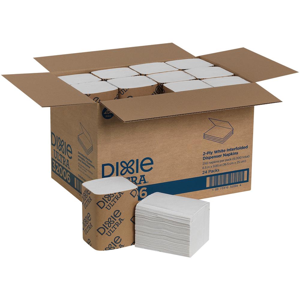 Dixie Ultra Interfold Napkin Dispenser Refill - 2 Ply - Interfolded - White - Soft, Absorbent, Chlorine-free - 250 Per Bund