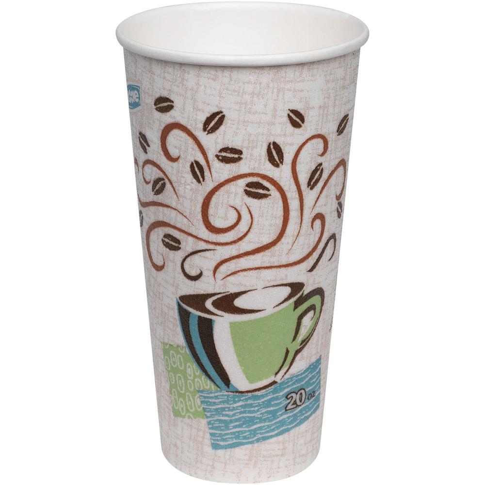 Dixie PerfecTouch Insulated Paper Hot Coffee Cups by GP Pro - 25 / Pack - 20 fl oz - 20 / Carton - White, Green, Brown - Paper -