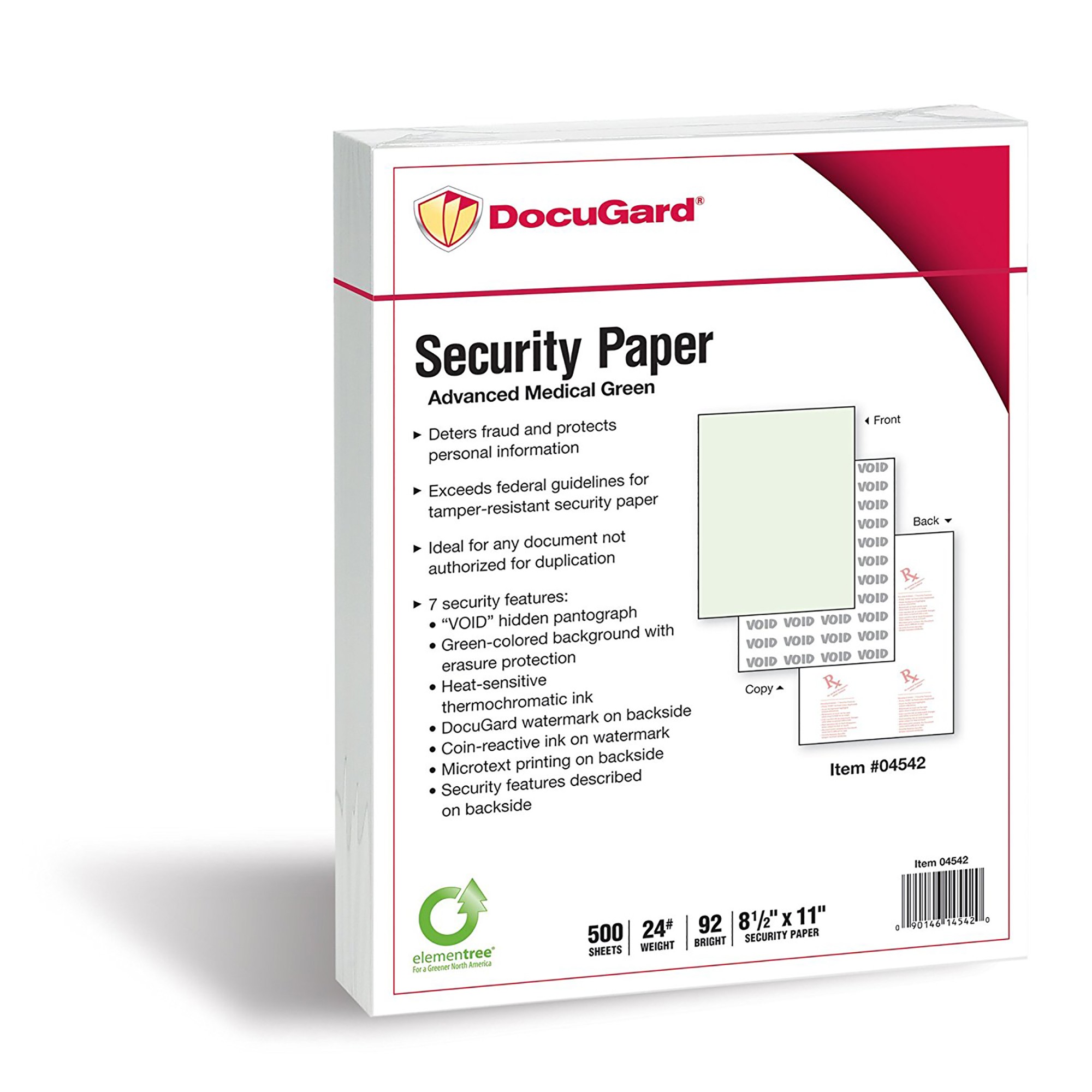 DocuGard Advanced Medical Security Paper - Letter - 8 1/2" x 11" - 24 lb Basis Weight - 500 / Ream - Tamper Resistant, Erasure P