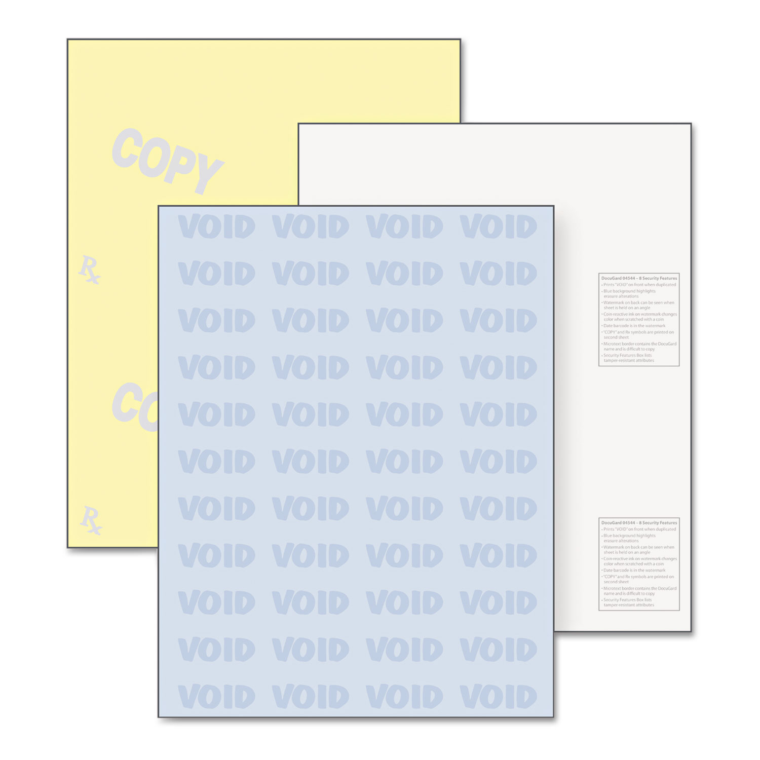 DocuGard Standard 2-part Medical Security Paper - Letter - 8 1/2" x 11" - 24 lb Basis Weight - 250 / Pack - Tamper Resistant, Pa