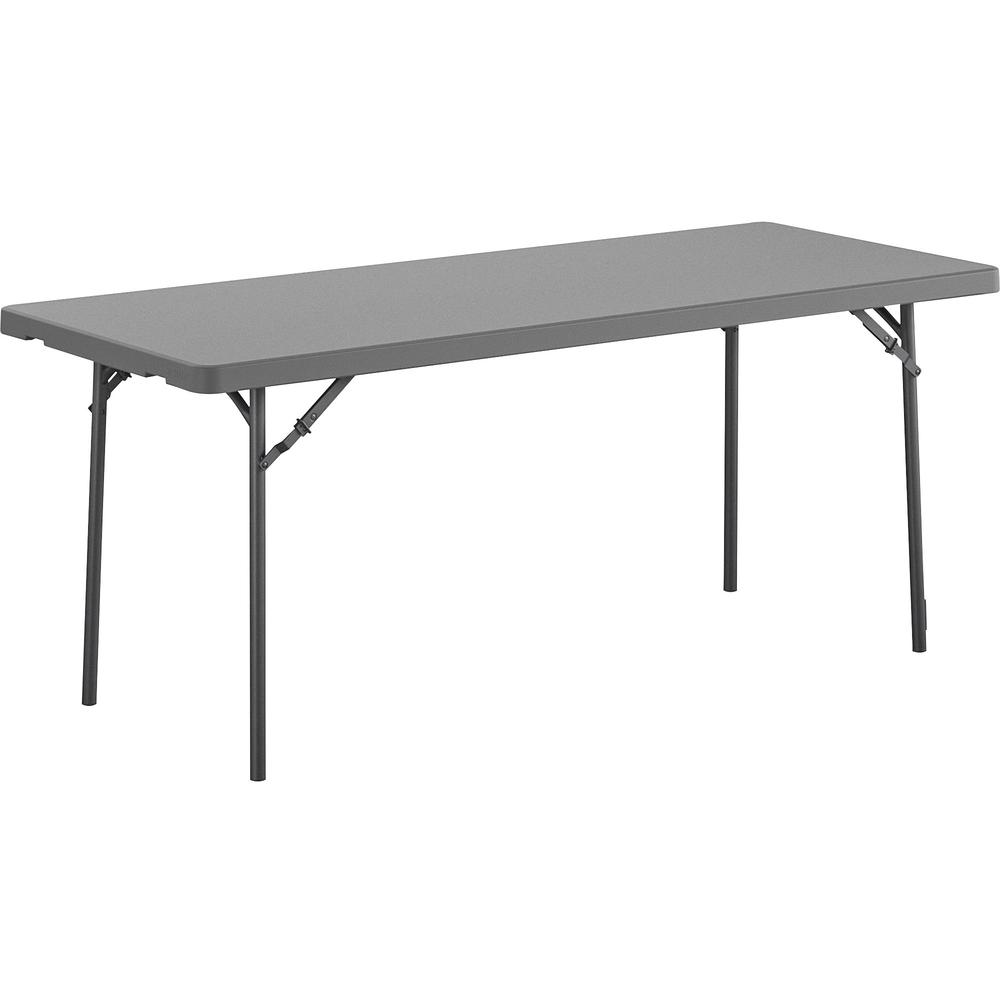 Dorel Zown Corner Blow Mold Large Folding Table - 4 Legs - 72" Table Top Width x 30" Table Top Depth - 29.25" Height - Gray - Hi