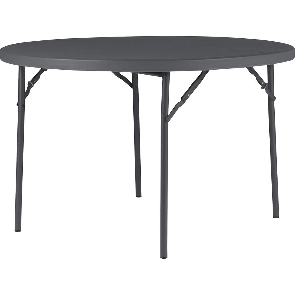 Dorel Zown Commercial Round Blow Mold Fold Table - Round Top - 4 Legs x 48" Table Top Diameter - 29.30" Height - Gray - High-den
