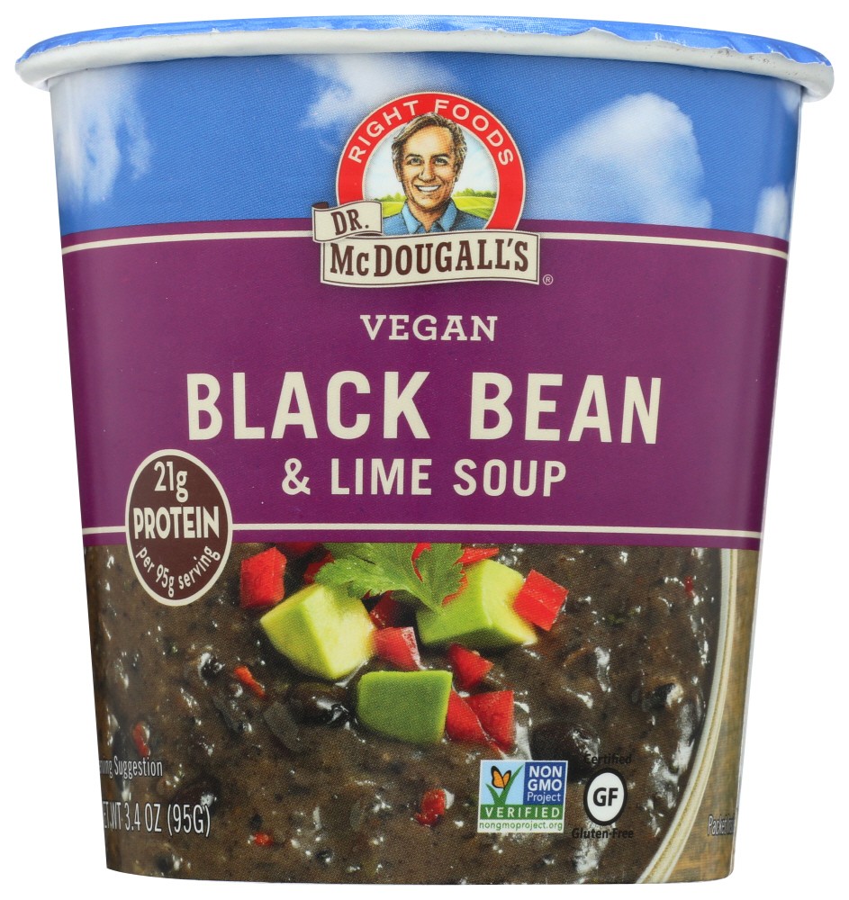 Dr. McDougall's Black Bean With Lime Big Soup Cup (6x3.4 Oz)