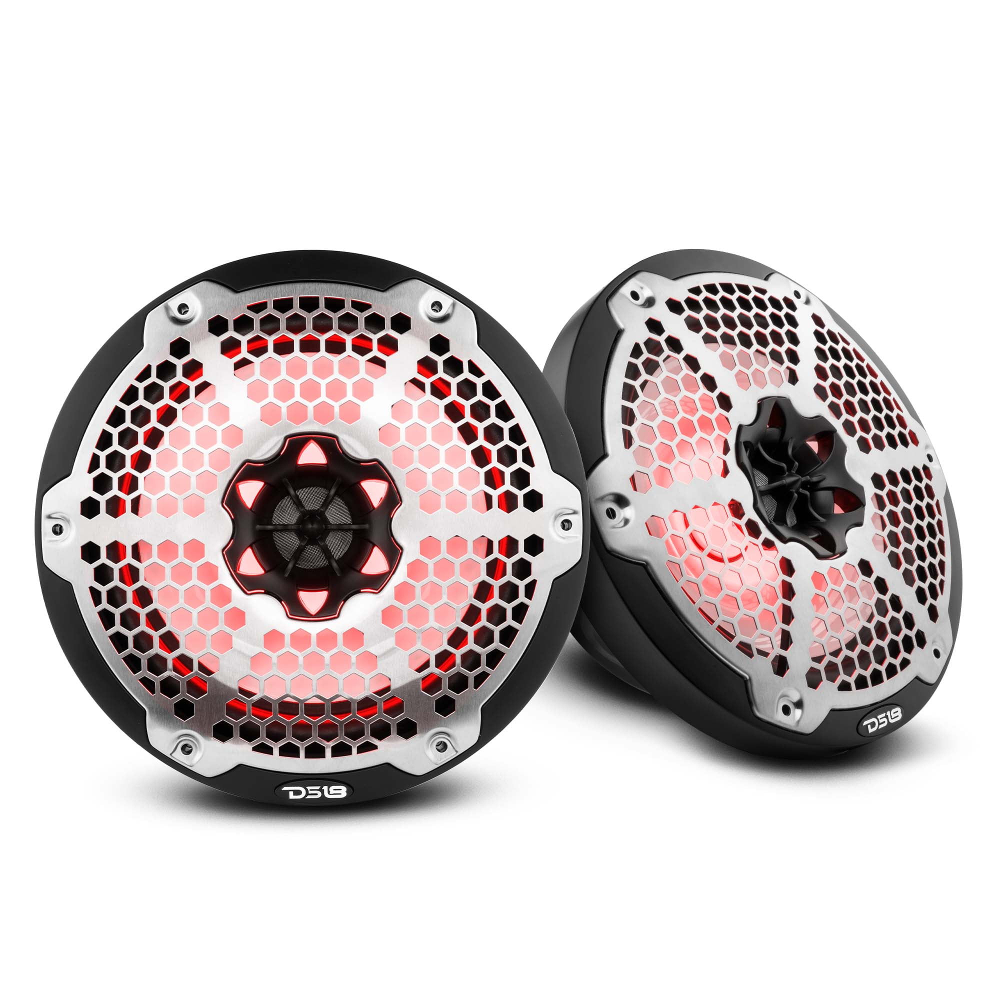 DS18 - Hydro 8 In. 2-Way Marine Speakers with Integrated RGB LED Lights 375 Watts Black