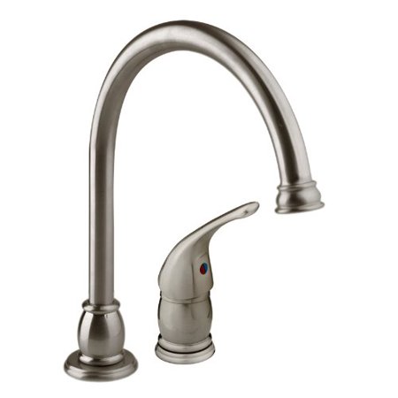 Designer Pedestal Goose Neck RV Kitchen Faucet - Brushed Satin Nickel