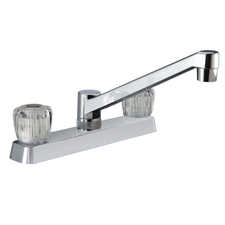 Two Handle RV Kitchen Faucet W/Crystal Acrylic Knobs - Chrome Polished