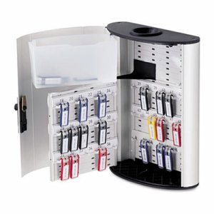 DURABLE Brushed Aluminum Combo Lock 54-Key Cabinet with Drop Box - 11-3/4" W x 15-3/4" H x 4-5/8" D - Combination Locking D