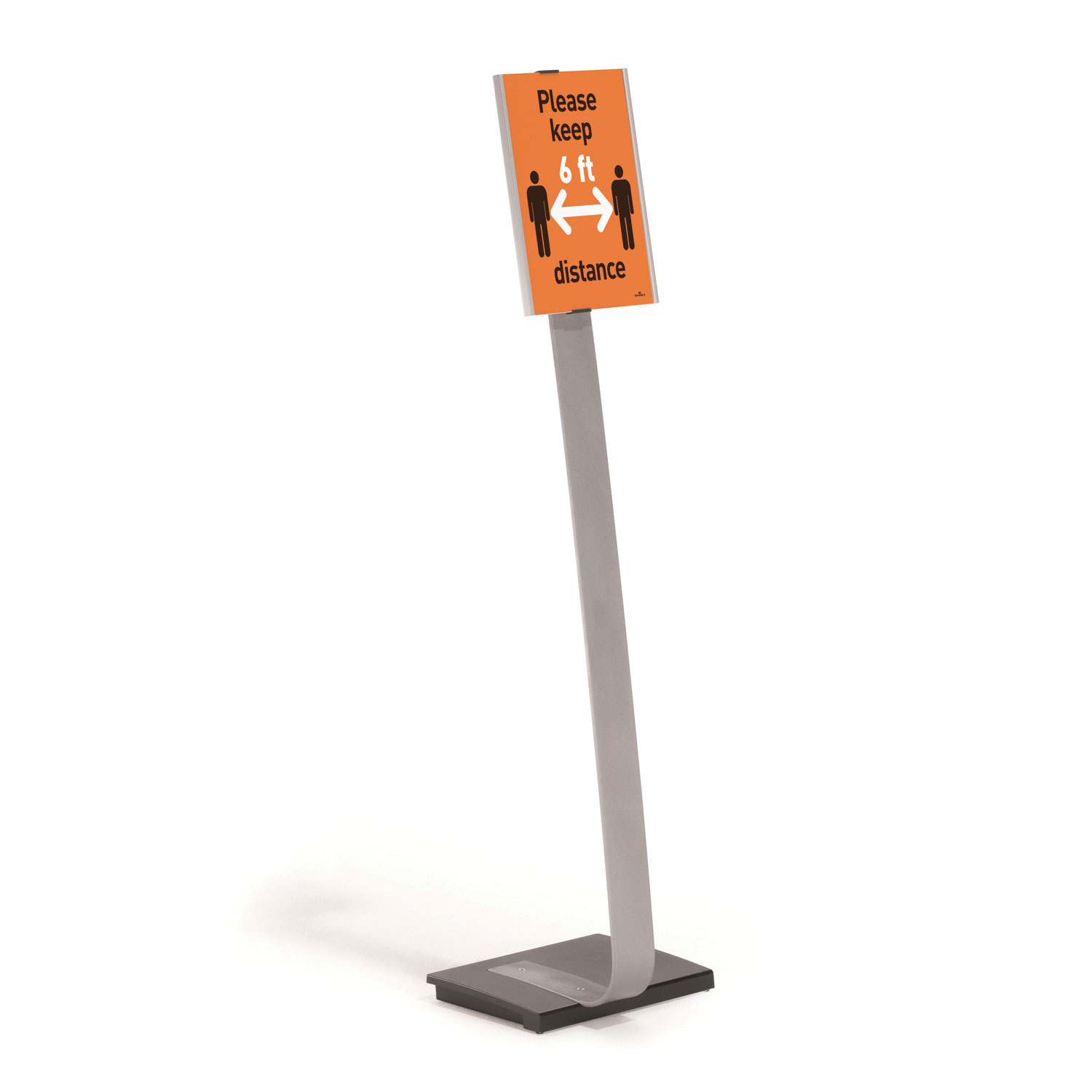 DURABLE INFO SIGN Letter Floor Stand - 8.5" x 11" Sign - 40.5" - 46.5" Height - Rectangular Shape - Acrylic, Stainless Stee